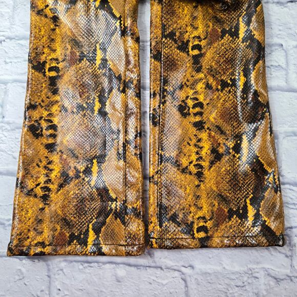 NWT Urban Outfitters Leah Python Pants Gold Black Faux Leather Belted size 0 - Picture 10 of 15